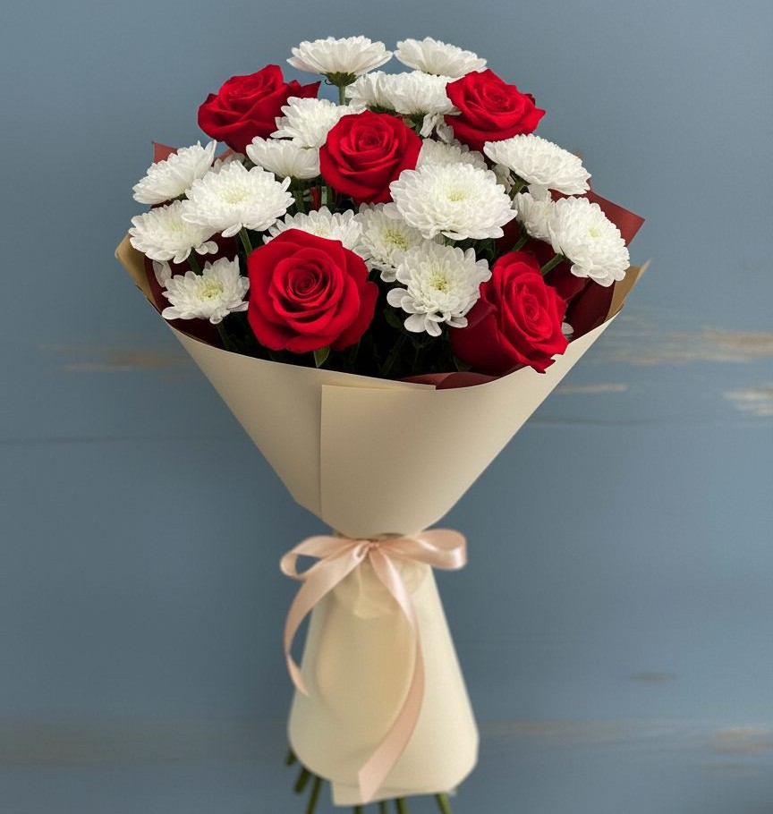 Букет цветов из: Розы и Хризантемы в Новоживотинном