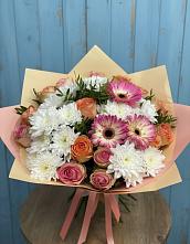 Букет цветов из:  Розы, Герберы и Хризантемы в Новоживотинном