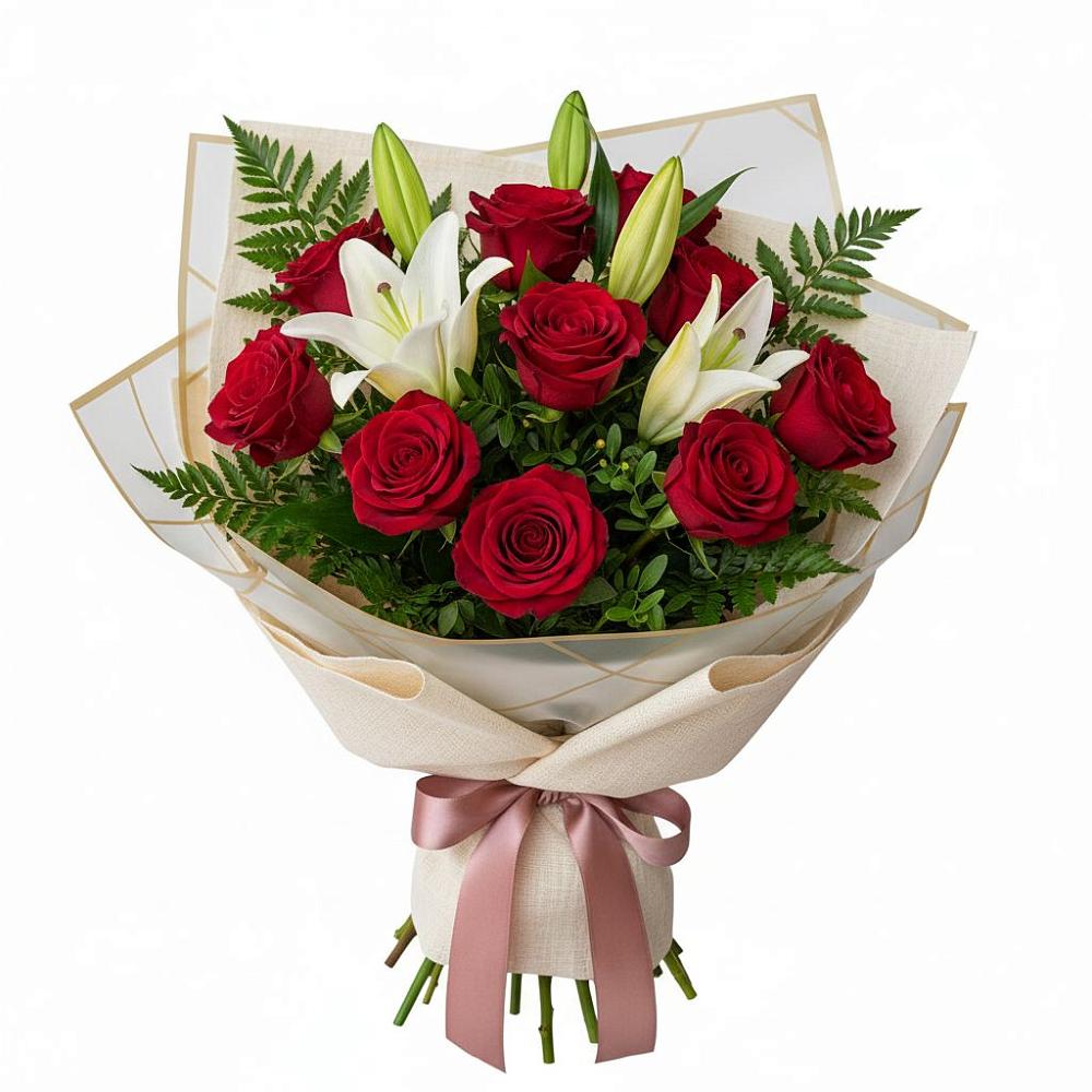 Букет цветов из: Лилии и Розы в Новоживотинном