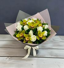 Букет цветов из:  Орхидеи и Розы в Новоживотинном