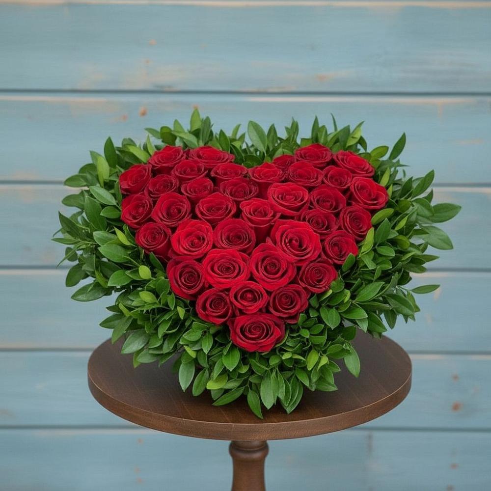 Цветочная композиция из Розы в виде сердца в Новоживотинном