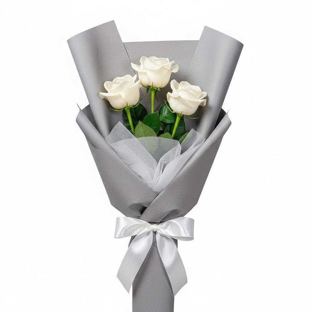Букет 3 белые розы в Новоживотинном