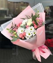Букет цветов из:  Розы, Лизиантусы и Хризантемы #REPLACE_PRED# Новоживотинном