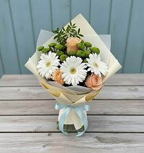 Букет цветов из:  Герберы, Розы и Хризантемы в Новоживотинном