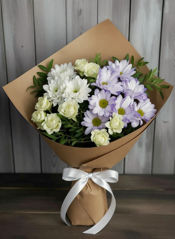 Букет цветов из: Хризантемы и Розы в Новоживотинном