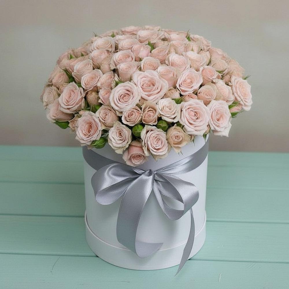 Цветочная композиция из Розы в шляпной коробке в Новоживотинном